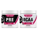 Honey Badger Pre Workout Powder & BCAA Aminoacids Powder Bundle Bundle 124; Beta Alanine, Koffein & C-vitamin + elektrolyter