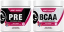 Honey Badger Pre Workout Powder & BCAA Aminoacids Powder Bundle Bundle 124; Beta Alanine, Koffein & C-vitamin + elektrolyter