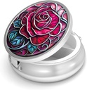 Pill Box-3 Segment Lille Pill sag til purse & Pocket Mini Metal Pill Holder Travel Pill Container til at holde kosttilskud vitaminer BPA- fri (Rose)