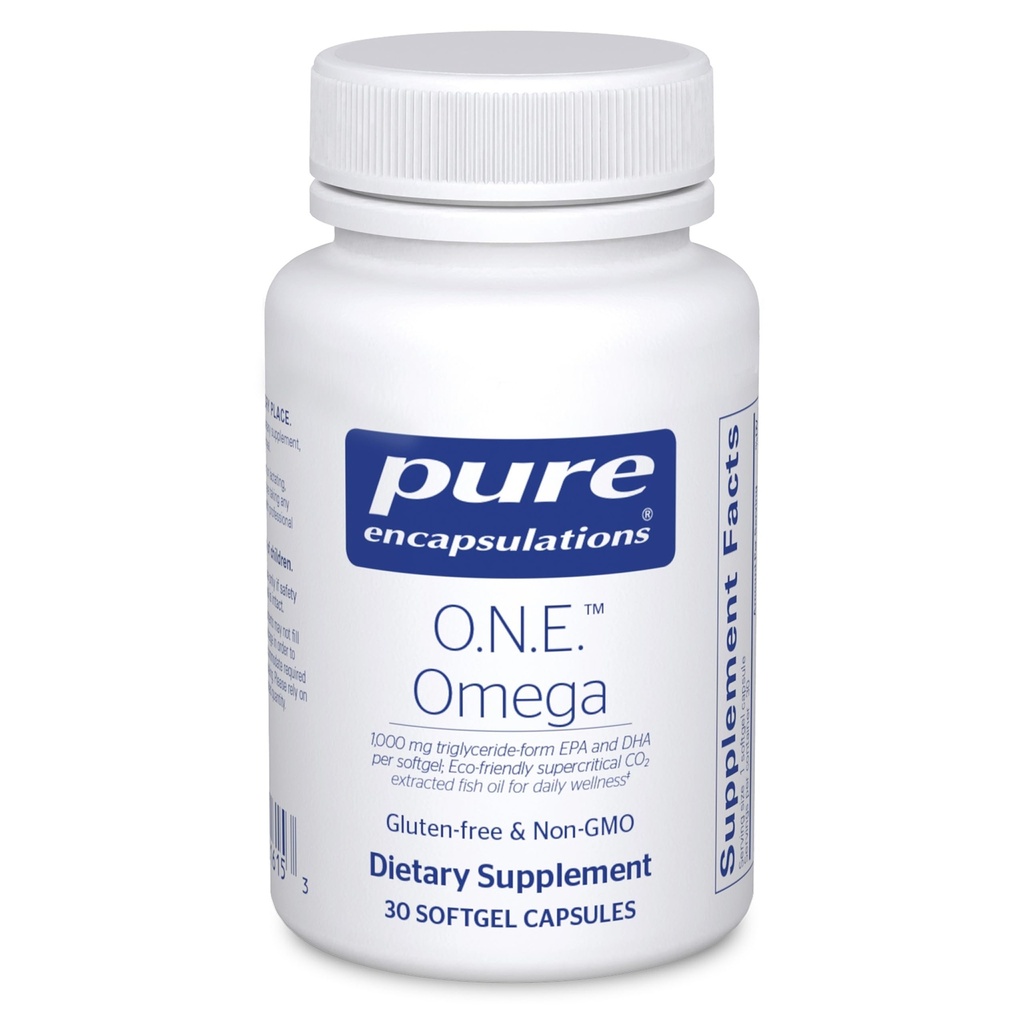 Ren indkapsling O.N.E. Omega - Fish Oil Supplement for Heart Health, Joints, Hud, Øjne og Cognition * - Fish Oil Koncentrat med EPA og DHA - 30 Softgel kapsler