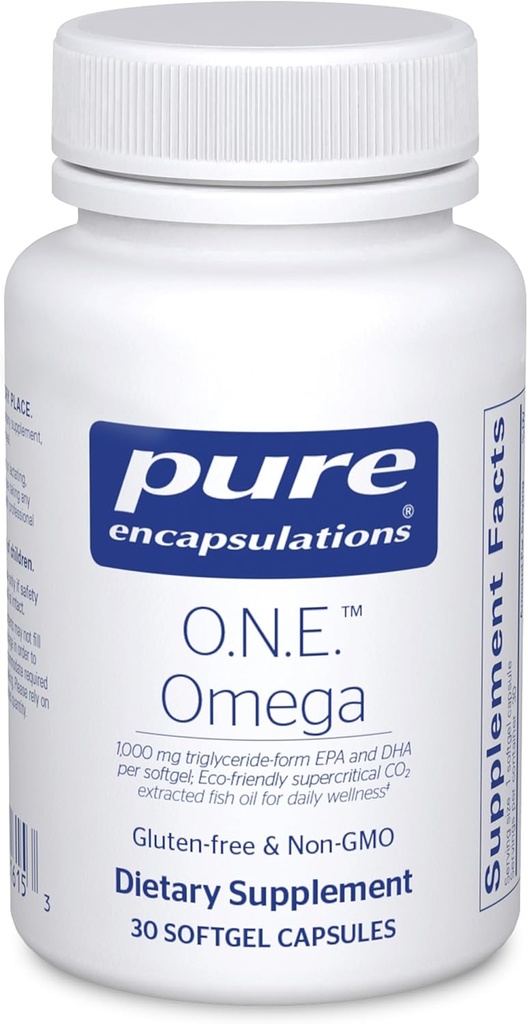 Ren indkapsling O.N.E. Omega - Fish Oil Supplement for Heart Health, Joints, Hud, Øjne og Cognition * - Fish Oil Koncentrat med EPA og DHA - 30 Softgel kapsler