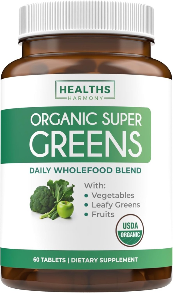 USDA Organic Super Green Supplement - Økologiske grønne frugter og grøntsagstillæg til voksne med 28 superfood kompleks med Superfruit Roots Urter & Mere - Vegan & Non- GMO (op til 1 måned Tilgang)