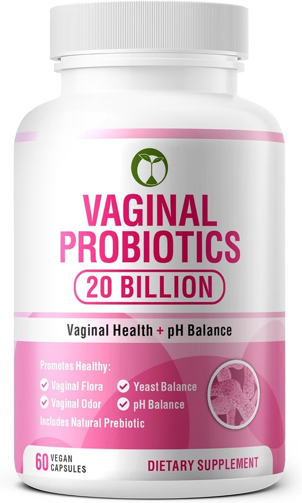 Vaginal Probiotika til kvinders sundhed 20 Millioner CFU = 124; PH Balance & Vaginigal Odor Support 60 Kapsler = 124; Scientific Formulated Multi Strain Probiotic Blend med Prebiotika (Vaginal Probiotika)