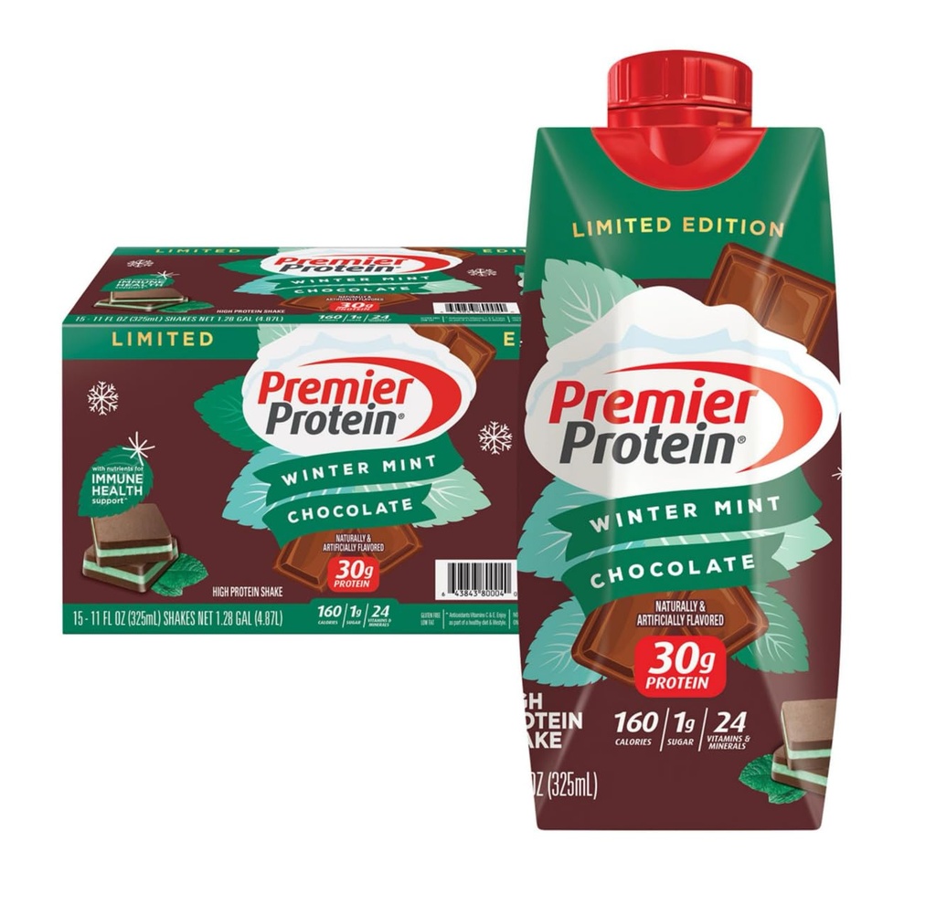 Premier Protein Winter Mint Chocolate Protein Shake 11 Fl Oz (pakke med 1)
