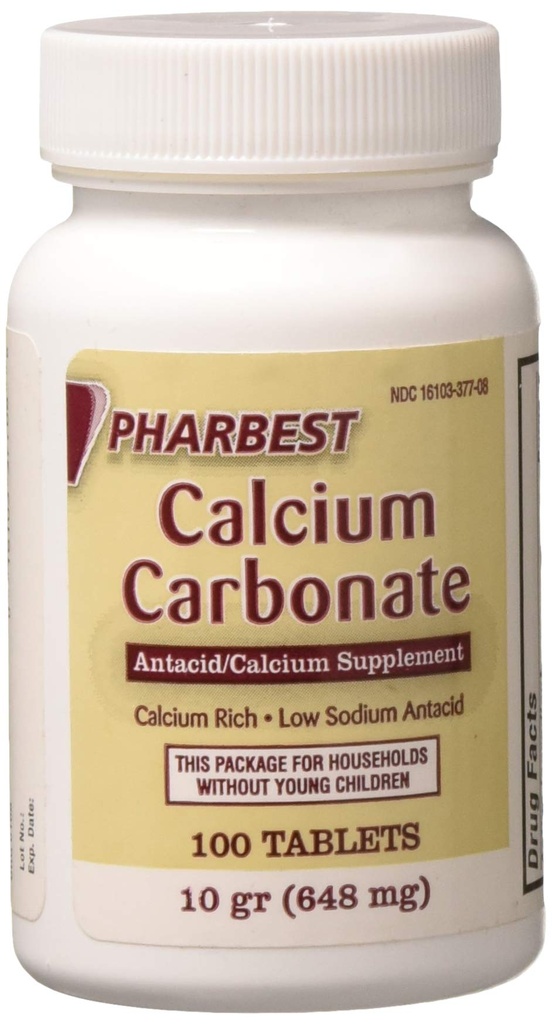 Pharbest Calciumkarbonat Antacida og Calcium Supplement 10 Korn - 100 tabletter af HARBEST