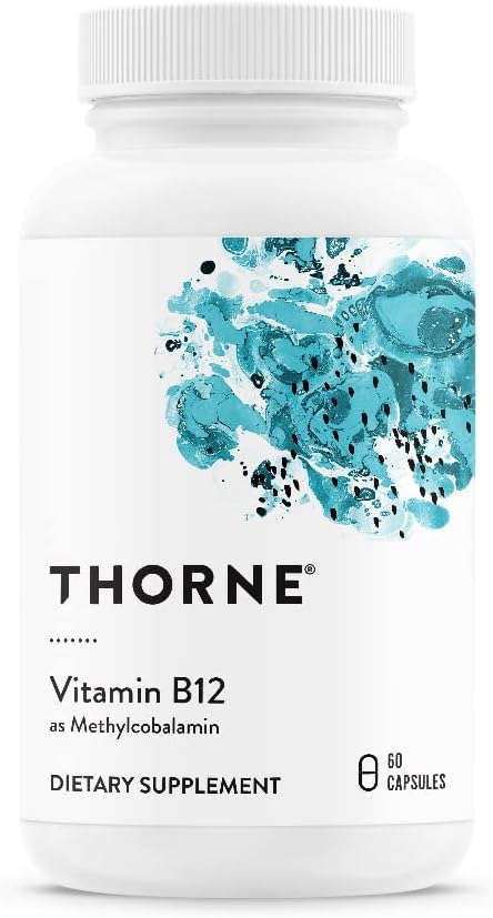 THORNE - B12-vitamin - som Methylcobalamin - understøtter hjerte & nerve sundhed, blodcelle funktion, sund søvn og metylering * - Gluten, Dairy & Soy- Free - 60 Servere