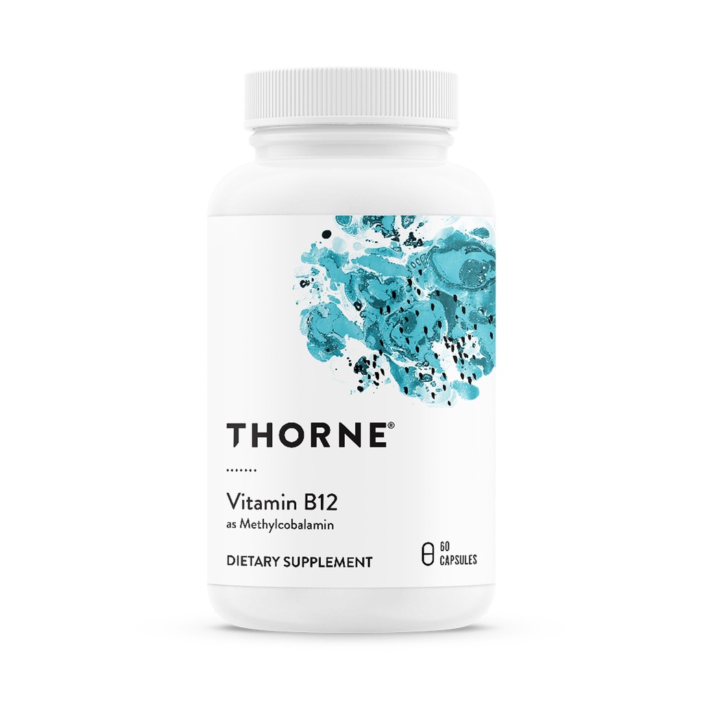 THORNE - B12-vitamin - som Methylcobalamin - understøtter hjerte & nerve sundhed, blodcelle funktion, sund søvn og metylering * - Gluten, Dairy & Soy- Free - 60 Servere