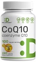 DEAL SUPPLEMENT CoQ10 100mg med Omega 3 100mg, 240 Kapsler; Biotilgængeligt Coenzym Q10 Formelle 124; Ikke- GMO
