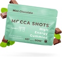 SGC Højeste koncentration 100mg koffein pr Gummy, 2 Gummies pr Pack, 12- Pack Mocca Shots Mint Chokolade Plant-baseret nootrope Instant Energy med Ginkgo biloba, Theobromin.