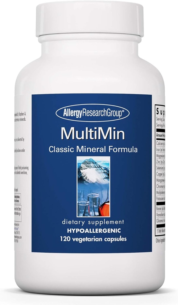 Allergy Research Group MultiMin - Multi Minerals Supplement for mænd og kvinder, Trace Minerals, Mineral Complex, Bor, Jern, Magnesium - 120 Tæl