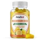 Magnesium oxide Gummies 400mg, Magnesium oxide Chewable Supplement for voksne & børn, Nerve, Muscle, Bone & Heart Support, Non GMO, Pectin, Vegan, 60
