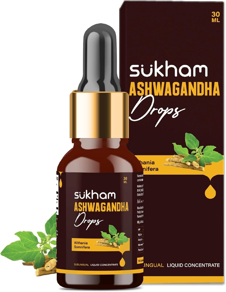 Ashwagandha Liquid Drops - Ashwagandha Root Extract Name 124; 3rd Party Lab Testet med 124; Bedre energi & Immunitet