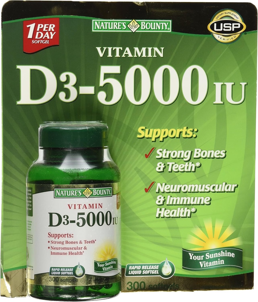 Nature 's Bounty Vitamin D3 5000 IE, 300 Softgel