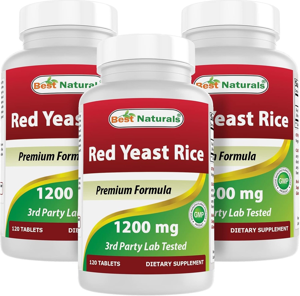 Best Naturals Red Yeast Rice 1200 mg (Non-GMO) 120 Tablets (120 Count (Pack of 3))