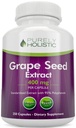 Rent holistiske Grape Seed Extract 20,000mg - 250 Veganske kapsler - 8 + Måned Supply - Standardiseret til 95% Polyphenoler - 400 mg per kapsel - Maksimal styrke Grapefrugter - Non- GMO & Pesticide Free