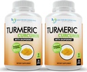Gurkemeje supplement - 2250mg / d - Veggie Caps - 95% Curcuminoider med sort peber ekstrakt (Bioperine) - 750mg kapsler - 100% økologisk - mest kraftfulde gurkemeje (pakke med 2)