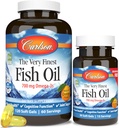 Carlson - The Very Finest Fish Oil, 700 mg Omega- 3s, Norwegian Fish Oil Supplement, Wild Fanget Omega-3 Fish Oil, Sustainable Sourced Fish Oil Capsules, Omega-3 Supplement, Orange, 120 + 30 Softgel