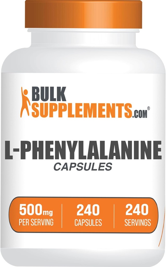 Bulkaddiments.com L- Phenylalanin Kapsler - Phenylalanin Supplement, L- Phenylalanin 500mg - Gluten Free, 1 Kapsel per servering, 240 Kapsler (pakning med 1)