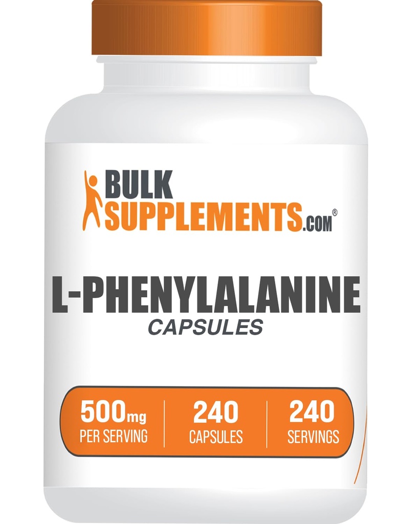 Bulkaddiments.com L- Phenylalanin Kapsler - Phenylalanin Supplement, L- Phenylalanin 500mg - Gluten Free, 1 Kapsel per servering, 240 Kapsler (pakning med 1)