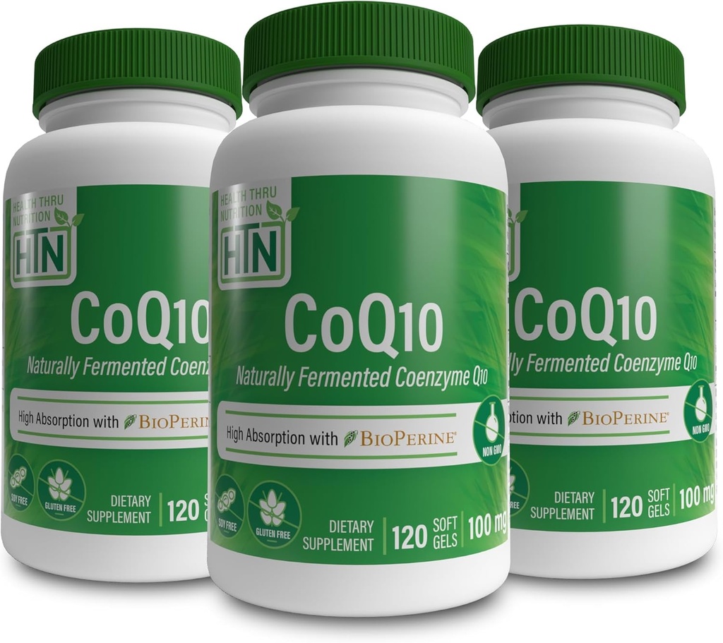 Health Thru Nutrition CoQ- 10 100mg med BioPerine (pakke med 3X 120 Softgels)