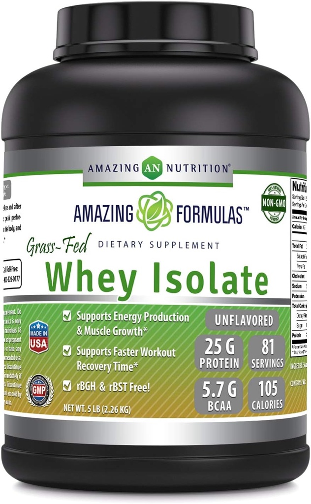 Amazing Formulas Grass- Fed Whey Protein Isolate 124; 25 Grams Protein Per Serving