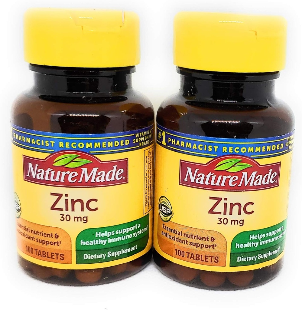 Nature Made Zink 30 mg Tabs - 30 mg - 100 ct - 2 stk.