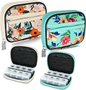 Serfeymi Ugentlig rejse Pill Organizer Pill sag for Purse med Aftagelig 7 Day Pill Box, Fashionable Travel Medicine Organizer Pill Container til medicin, Vitamin, tillæg - Bloom 01 + Green 01