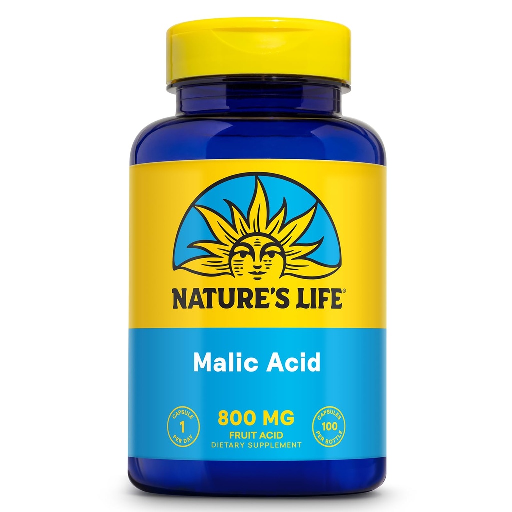 Nature's Life Malic Acid 800 mg | Chelating Agent May Help Support Energy & Muscle Comfort | No Gluten, Non-GMO | 100 Count