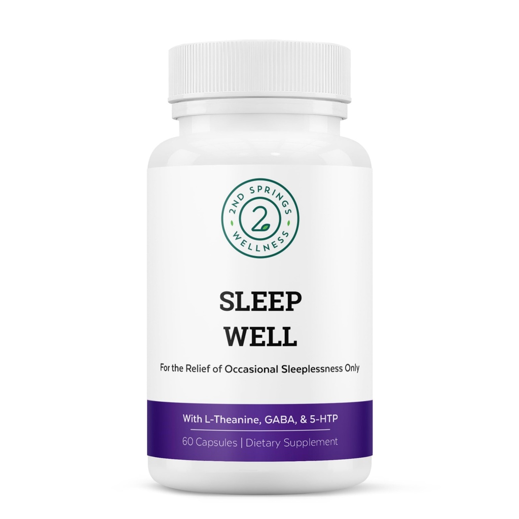 Sovebrønd Calmness & Afslappende Support Formel - Kraftfuld Blend med Magnesium, L-Theanin, GABA og Melatonin - Forbedrer afslapning + fremmer sund søvn mønstre - 60 kapsler