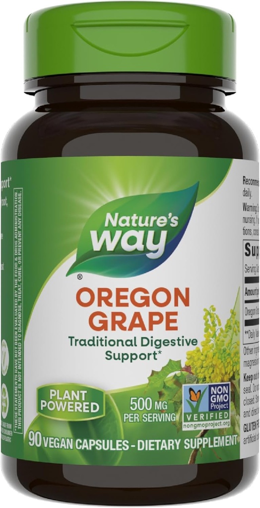 Nature's Way Oregon Grape, Traditional Digestion Remedy* Supplement, 90 Vegan Capsules