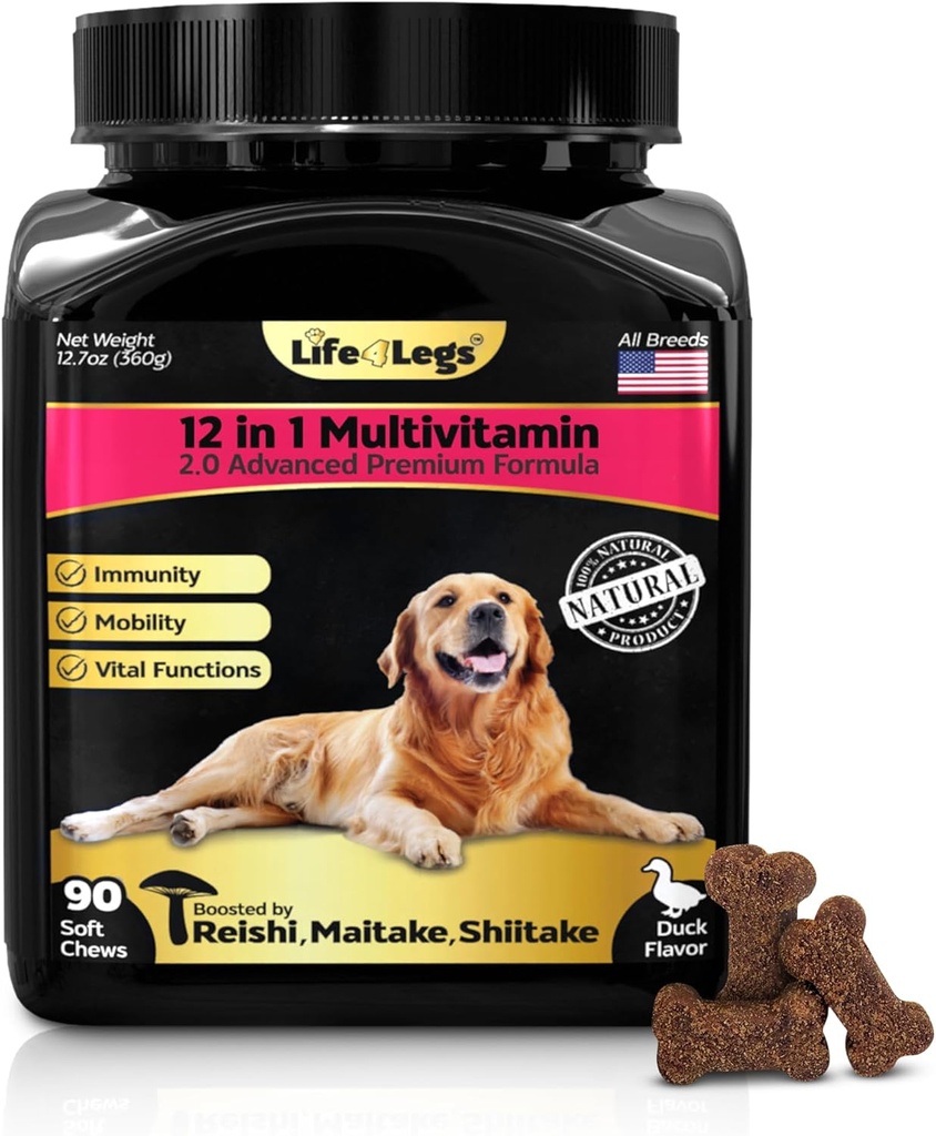 Bløde Chews Hund Vitaminer & Kosttilskud - Hoppe Multivitamin - Hamp Oil Glucosamine Chondroitin Hip og fælles støtte sundhed, hud & Coat, fordøjelse & immunbooster, hjerte, probiotika