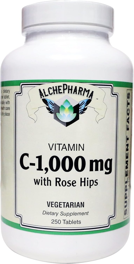 C-1000mg (ascorbic Acid) with 50 mg Rose HIPS -Soy Corn Gluten Free (250 Tablets)