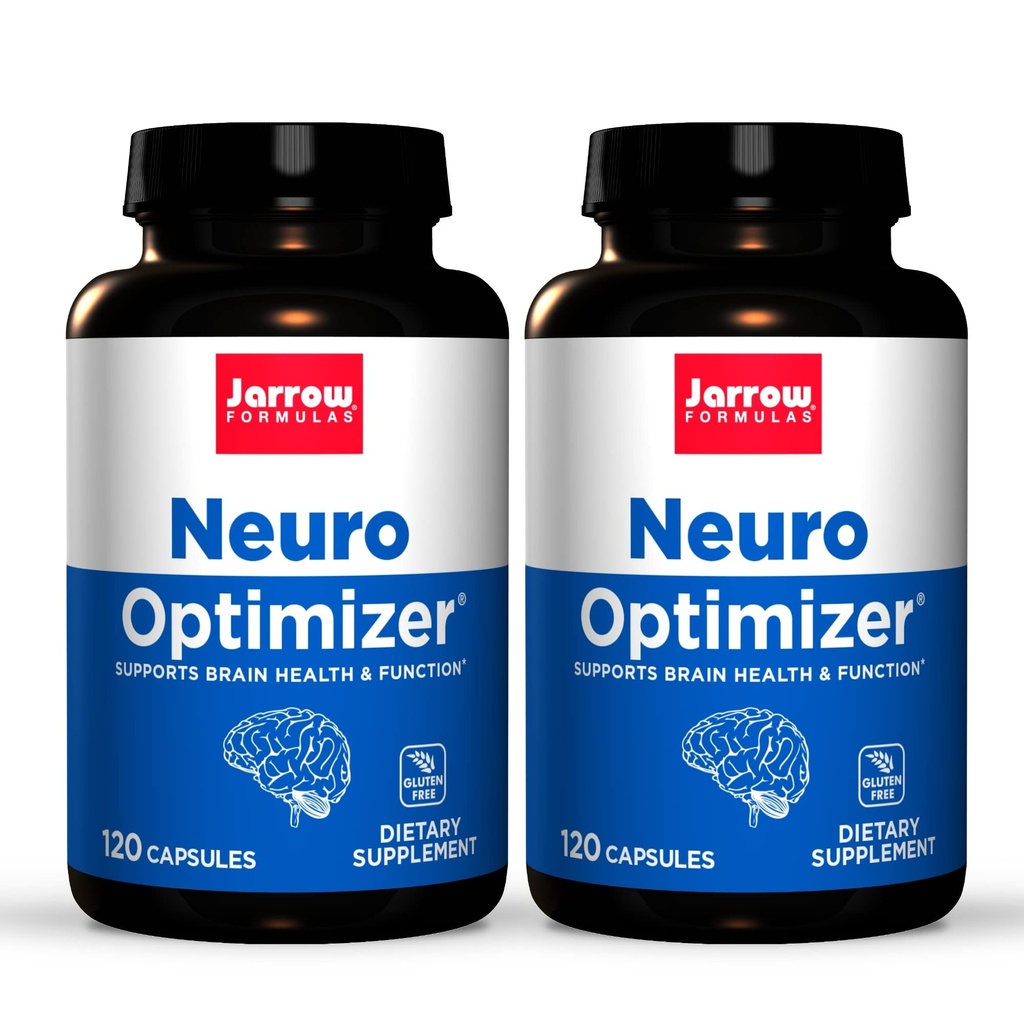 Jarrow Formulas Neuro Optimizer - 120 kapsler, pakke med 2 - Hjerne Sundhed & Antioxidant Support - Inkluderer 7 Neuro Nutrients - Gluten Free - 60 Total Servering