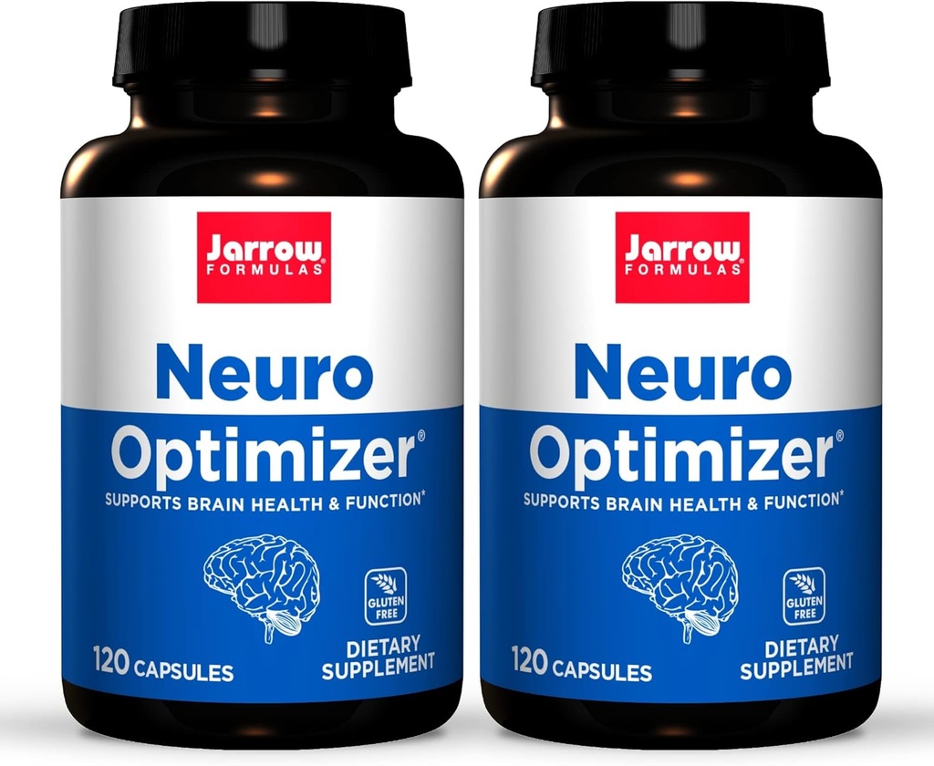 Jarrow Formulas Neuro Optimizer - 120 kapsler, pakke med 2 - Hjerne Sundhed & Antioxidant Support - Inkluderer 7 Neuro Nutrients - Gluten Free - 60 Total Servering