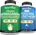 Nutrivein Premium Ashwagandha & Liposomal Glutathion Supplement Bundle: High- Absorption Glutathione Liposomal Supplement & Ashwagandha Kosttilskud til Immunitet, Balance, Vitality, & Detox