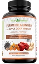 120 Kapsler af USDA Organic Gurkemeje Root Powder, USDA Organic Ingefær Powder og Æblecider Eddike Pulver med Curcumin (95% Curcuminoider) og Bioperine, 1410 mg per servering i Veggie Kapsler