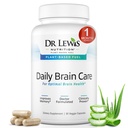 Hjernetilskud til hukommelse og fokus - Dr Lewis Daily Brain Care Kapsler med Aloe Vera - Plantbaseret Nootrop og energisupplement til hjerne tåge, mental Klarhed, og immunforsvar - 90 Kapsler