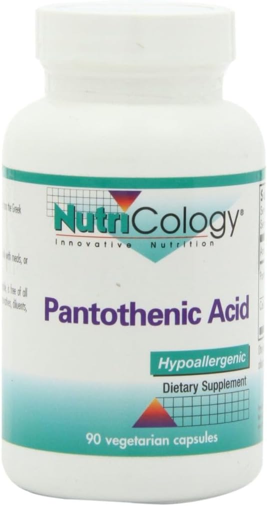 Nutricology Pantothenic Acid - Vitamin B5 til mænd og kvinder, Calcium, 500mg tillæg, Pure, Økologisk, Vegetariske Kapsler - 90 Greve