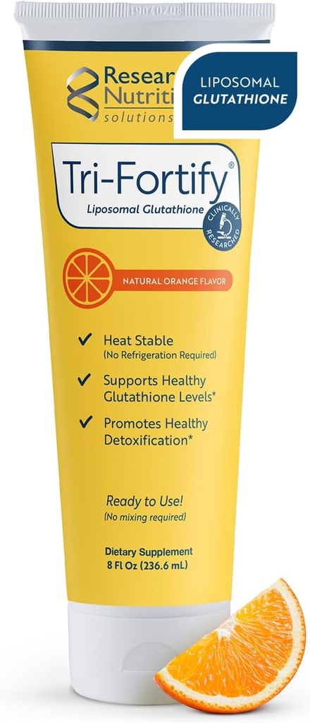 Forsket Nutritonals Tri- Fortify Liposomal Glutathion Supplement Flydende Gel - Klinisk forskudt Detox & immunsystem support, Antioxidant - Superior Absorption - Natural Orange, 8 Fl Oz