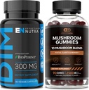 EFFEKTIV NUTRA DIM Supplement 300mg & Mushroom Gummies 2500mg - Ekstra styrke DIM + Mushroom kompleks for østrogen Hormone Balance, Behandling af Acne & PCOS, immunforsvar & energi