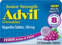Advil Junior Strength Chewable Ibuprofen Pain Reliever og Feber Reducer, Børns Ibuprofen for Pain Relief, Grape - 24 tabletter