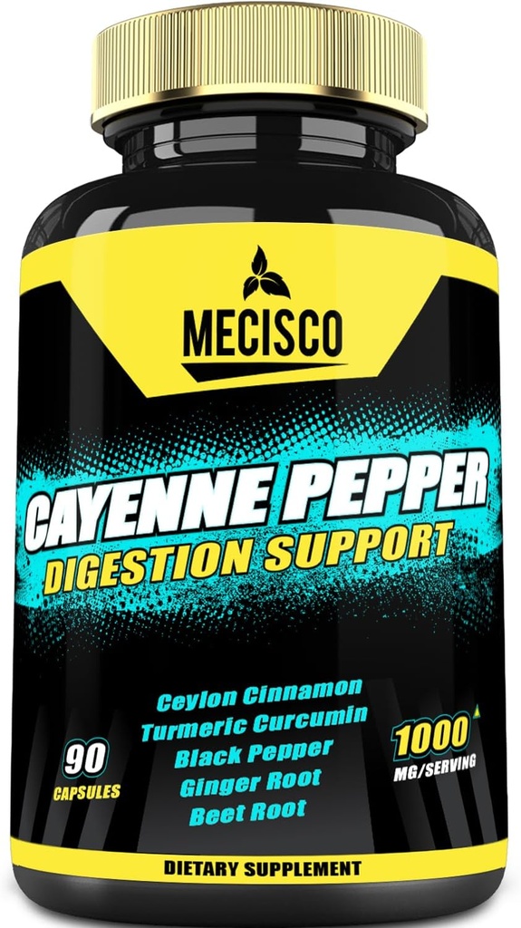 6in1 Cayenne Pepper Kapsler med Ginger Root, Beet Root, og Black Pepper og mere - 90 Kapsler