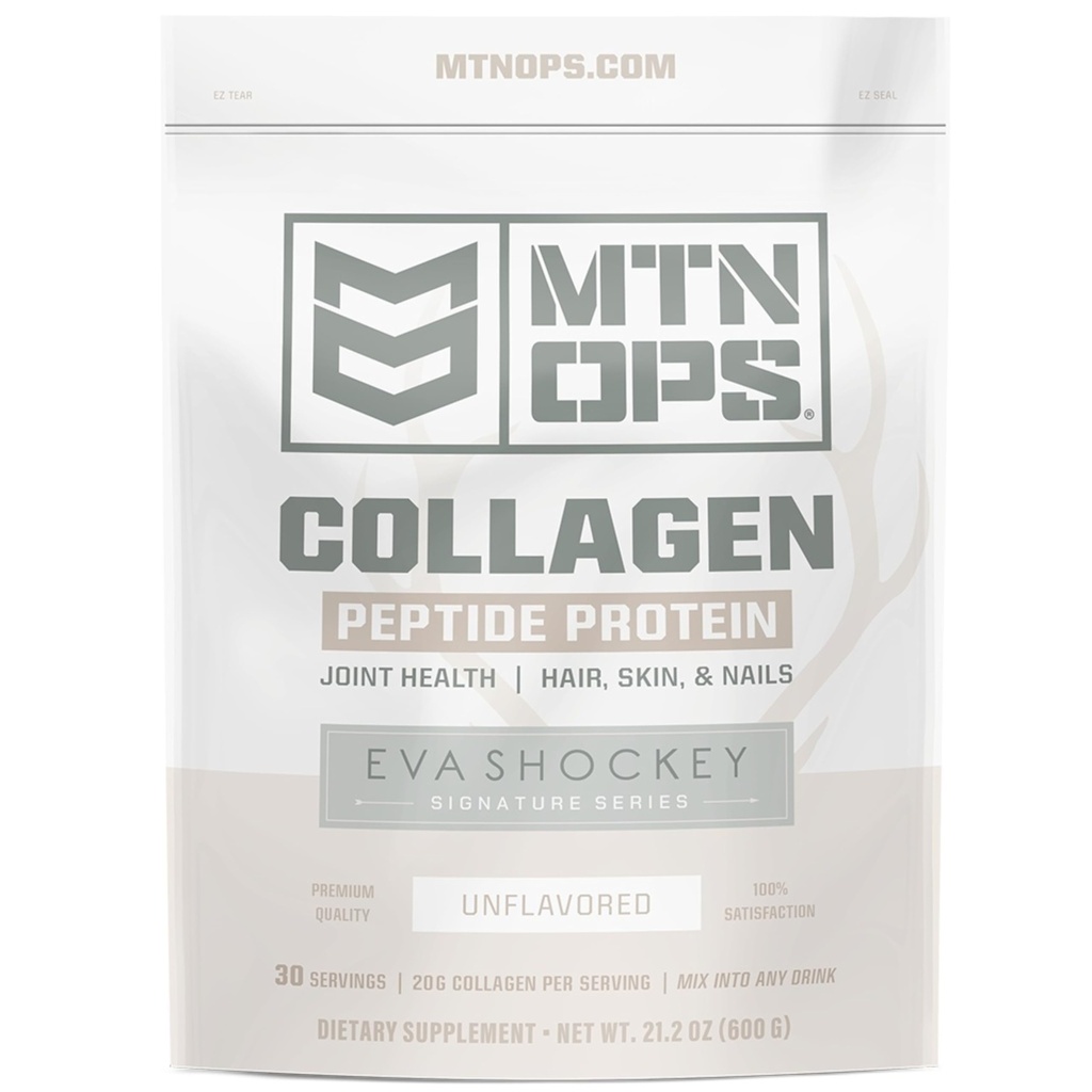 MTN OPS Collagen Peptide Protein Powder by Eva Shockey 's Signature Series, 20g Unflavored Bovine Collagen Peptide Protein per serving, Zero Sugar, Paleo Friendly, 30 Servere, 21.2 Ounce