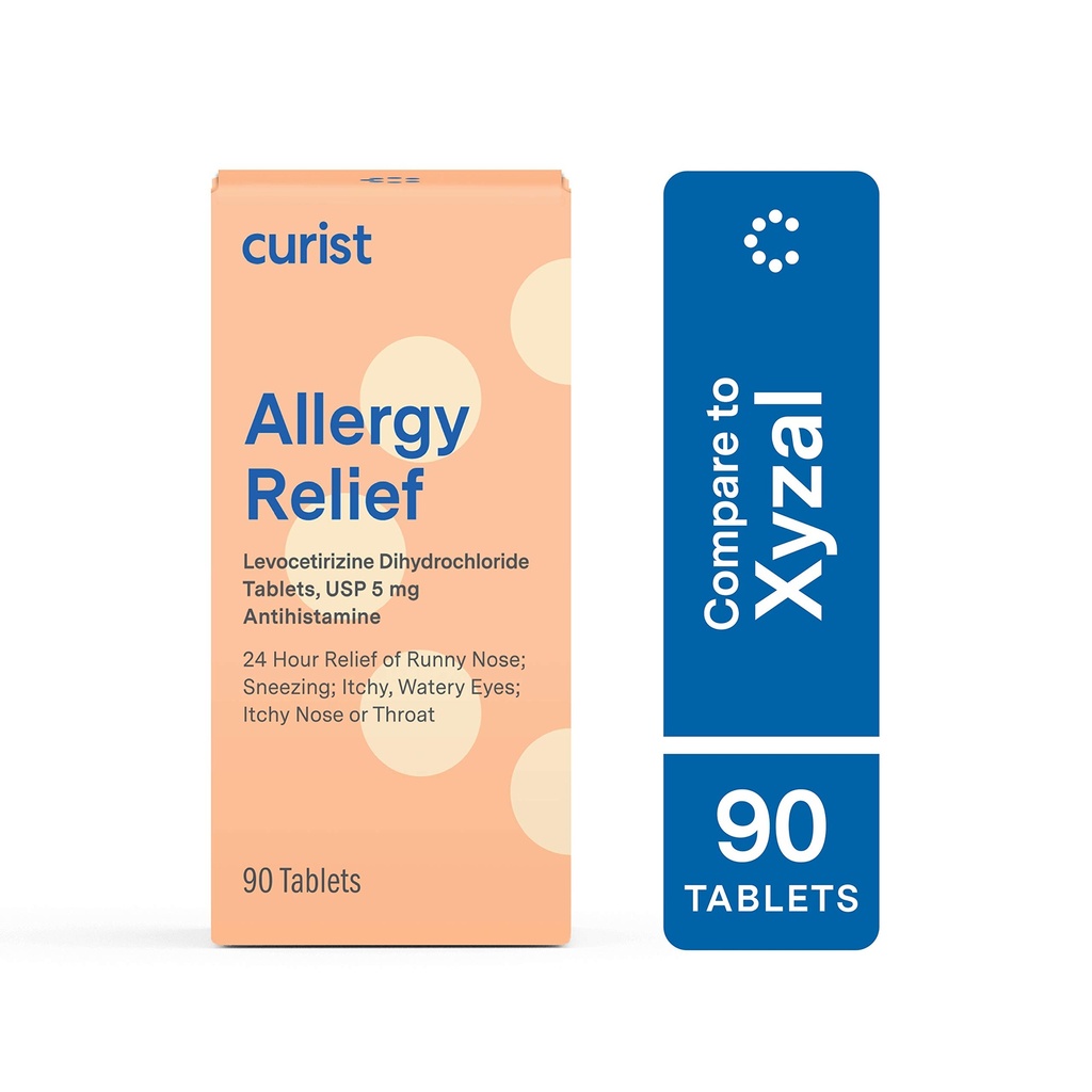 Curist - Generisk Xyzal Levoctirizin 5 mg - (90 tabletter) - Allergi piller, 24 timers Allergi Relief - Allergi Medicin