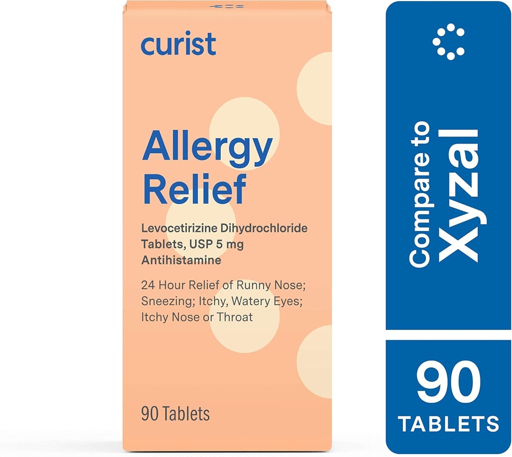 Curist - Generisk Xyzal Levoctirizin 5 mg - (90 tabletter) - Allergi piller, 24 timers Allergi Relief - Allergi Medicin
