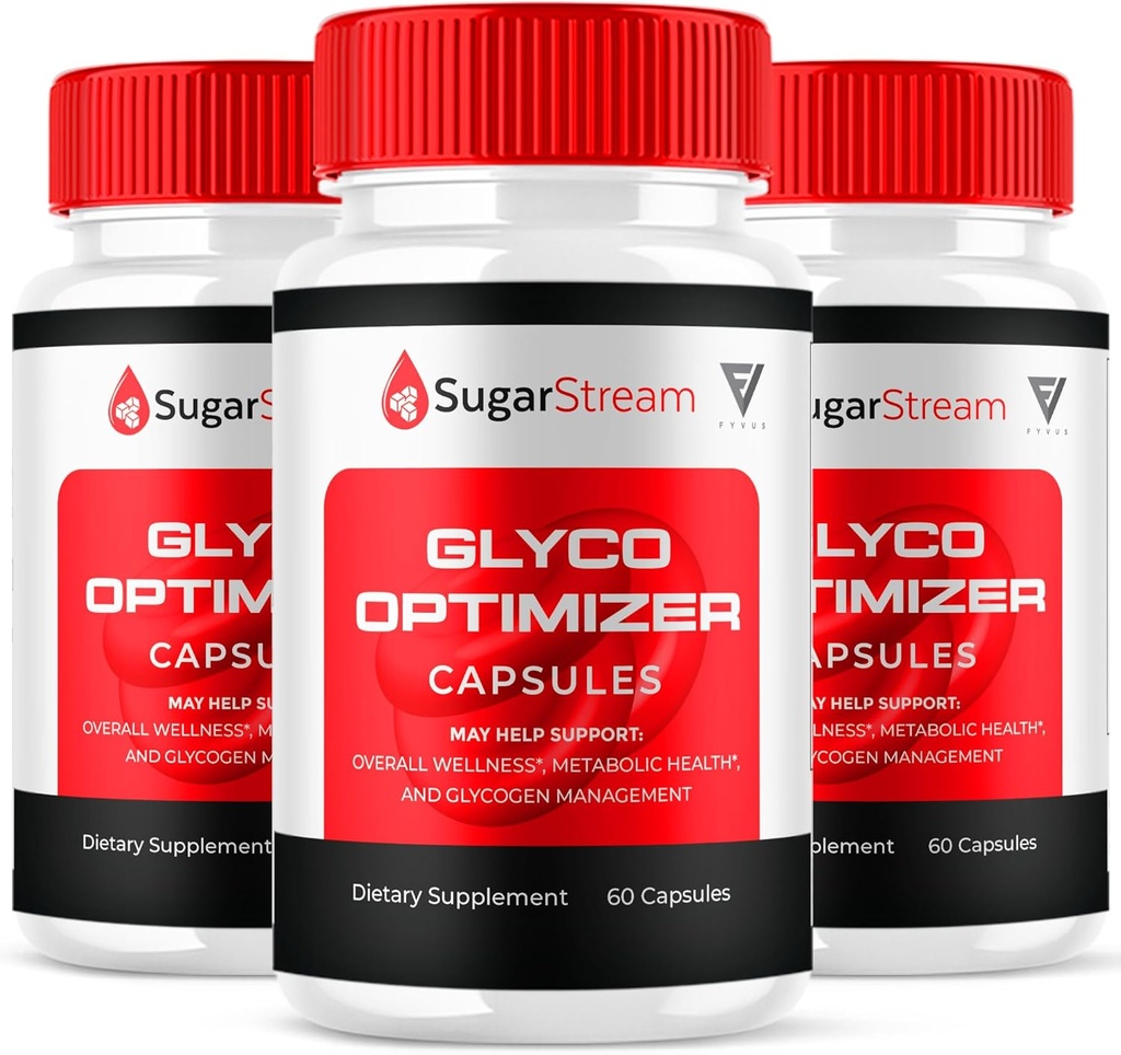 (3 Pack) Sukker Stream Glyco Optimizer Kapsler, SugarStream Advanced Glyco Optimizer og Blood Support, Sukker Stream Maksimal styrke Glycogen Support Multivitamin Formel (180 Kapsler)