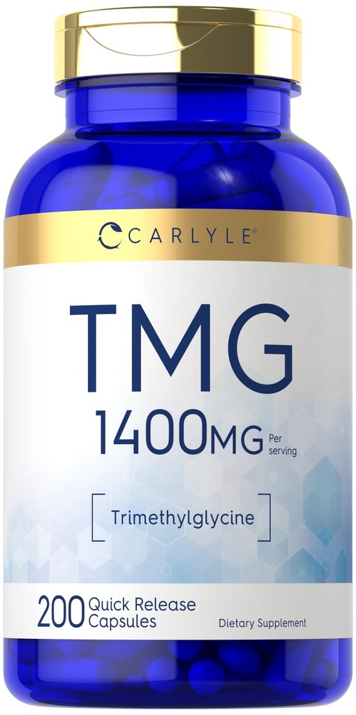 Carlyle TMG Supplement- 124; 1400mg - 124; 200 Trimethylglycin Quick Release kapsler - 124; Non- GMO & Gluten Free