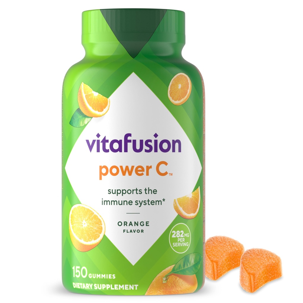 Viafusion Power C Vitamin C Gummies for immunforsvar, Orange Smaget, 282 mg C-vitamin, America 's Number 1 Gummy Vitamin Brand, 50 Day Supply, 150 Count