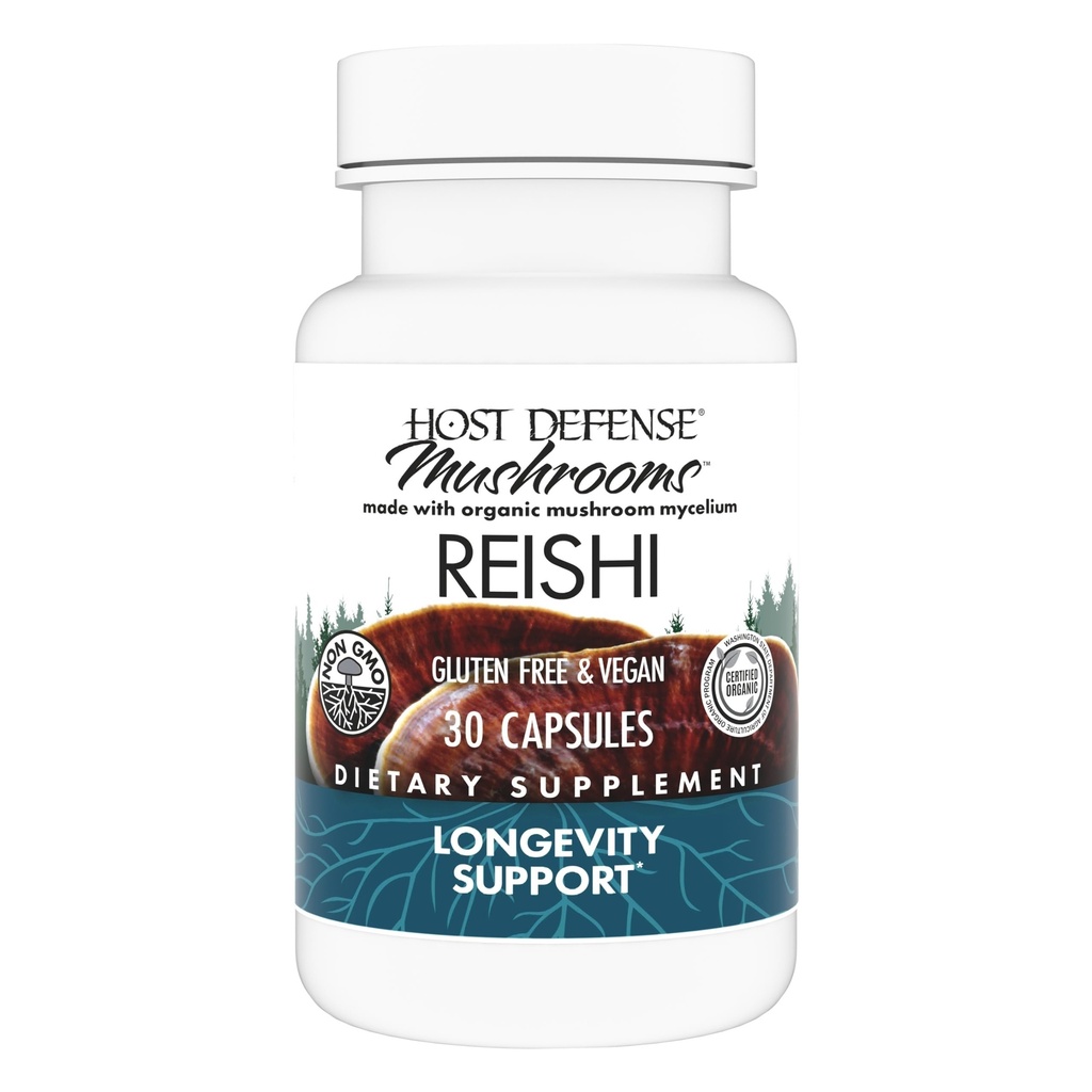 Værtsforsvar Reishi kapsler - hjerte & immunforsvar Support - Mushroom supplement til støtte energi & vitalitet - Reishi supplement til støtte samlede velvære - 30 kapsler (15 Servere) *