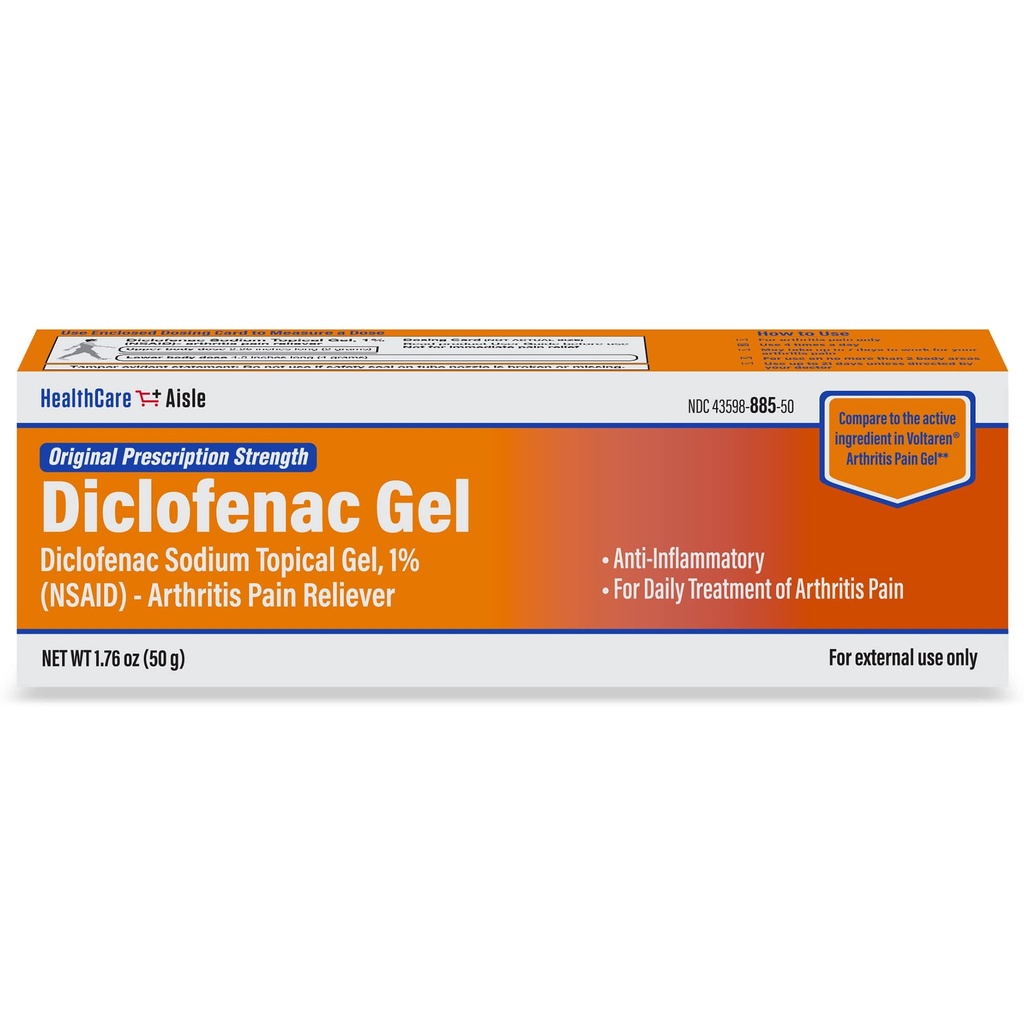 HealthCareAisle Diclofenac Gel, 1%, Gigt Smerte Relief - 50 g tube - Original receptpligtig styrke (NSAID)